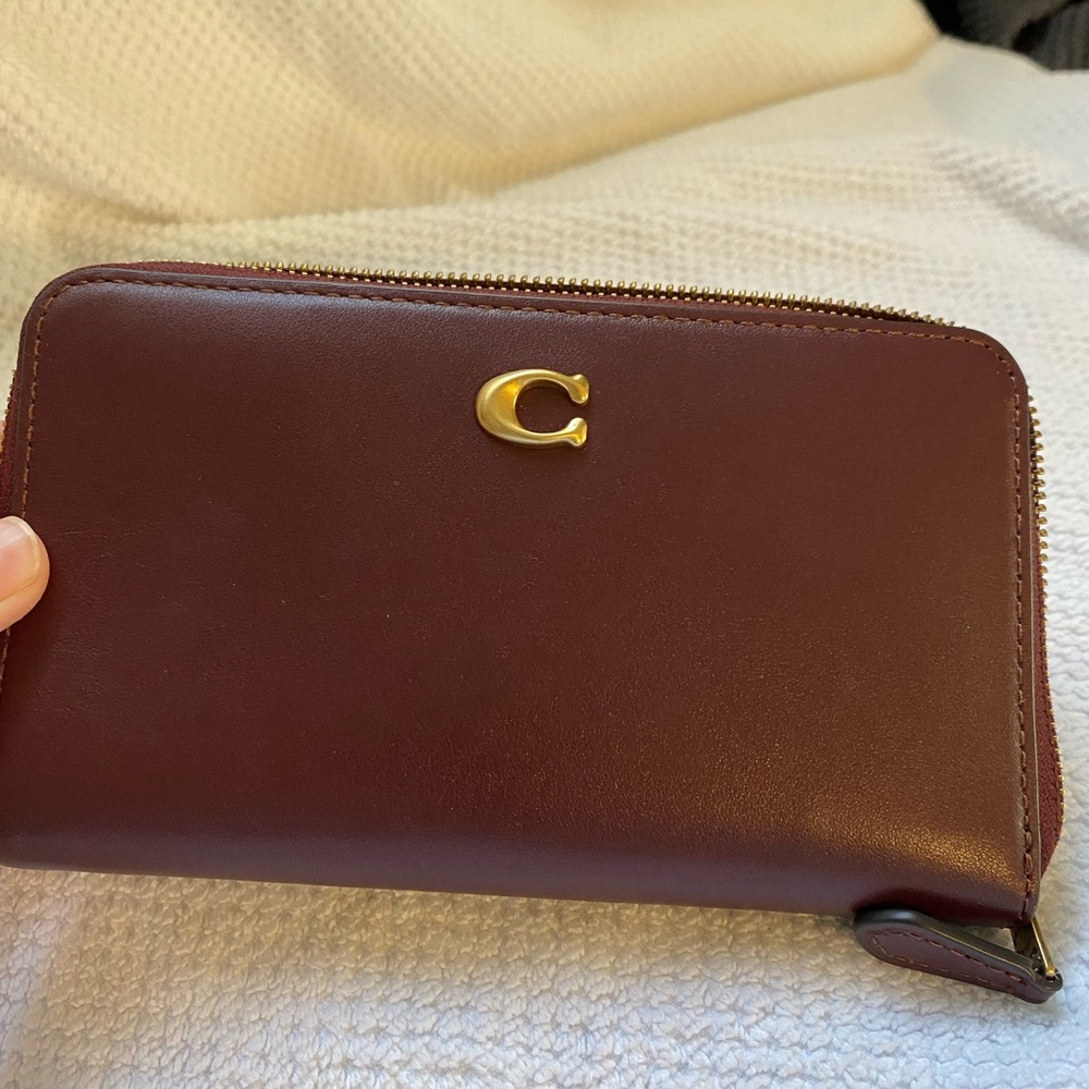 Coach Maroon Leather Zip Wallet